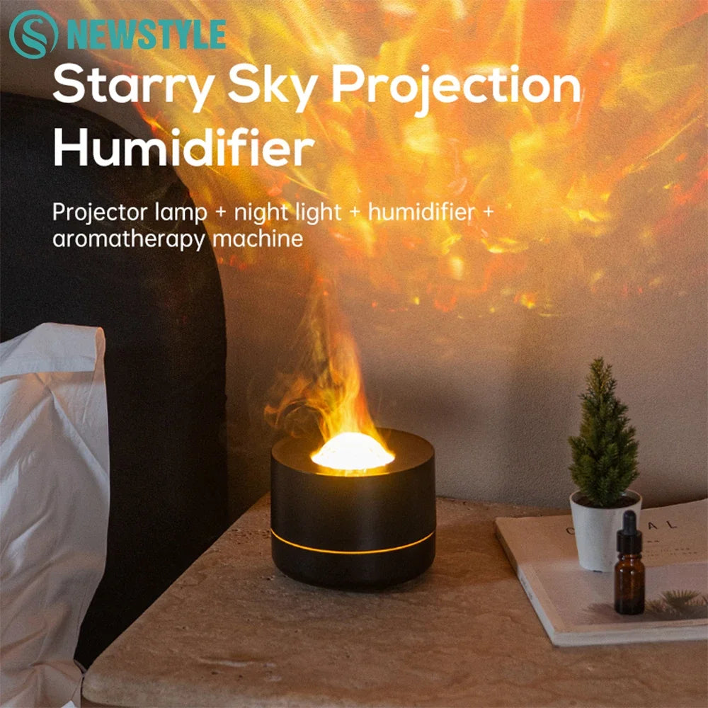 New Starry Sky Projection Air Humidifier with Colorful Gradient Night Light USB Delicate Water Mist Essential Oil Aroma Diffuser